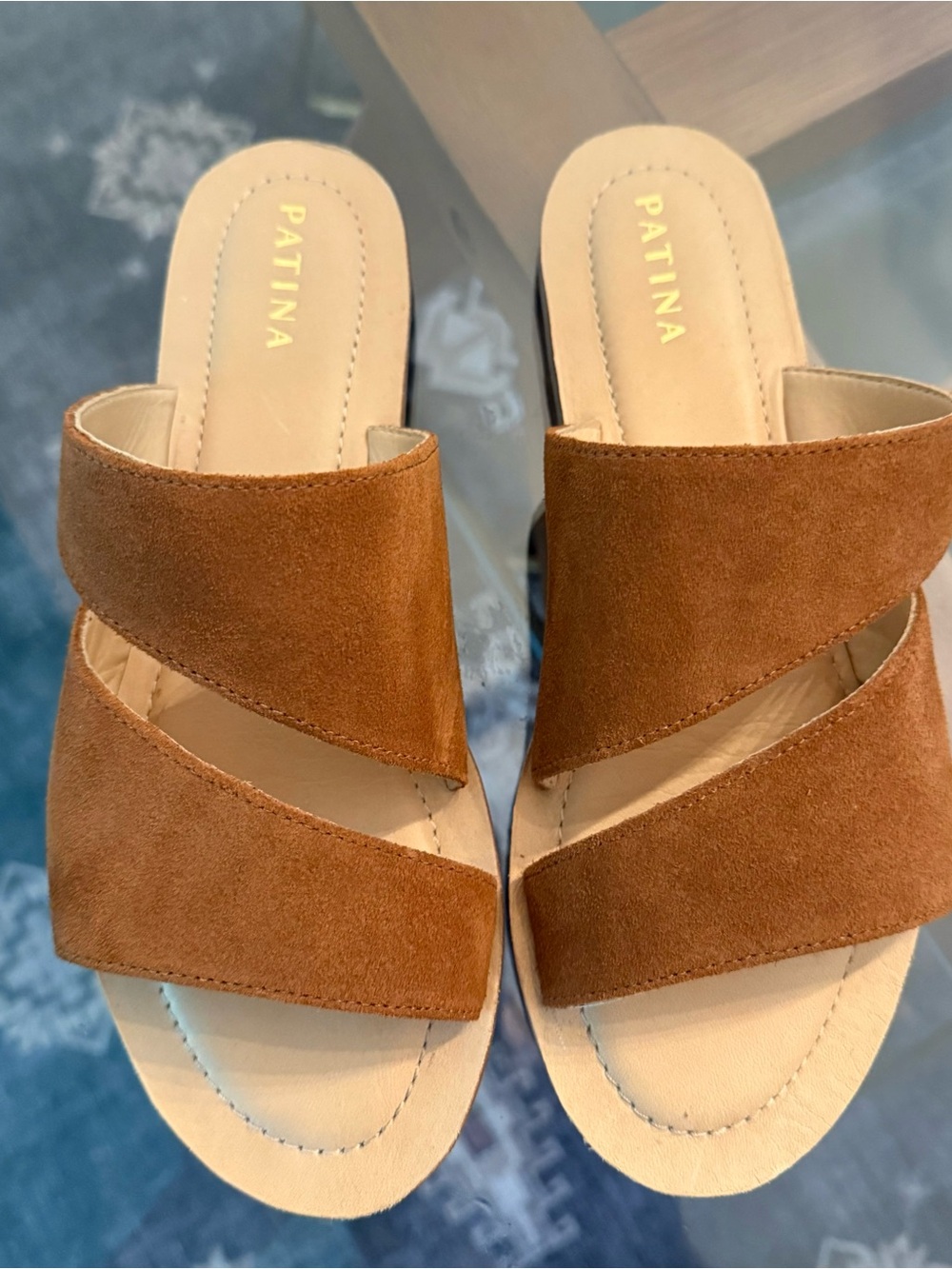 Portland Leather Patina Double Swirl Slide Sandal Suede